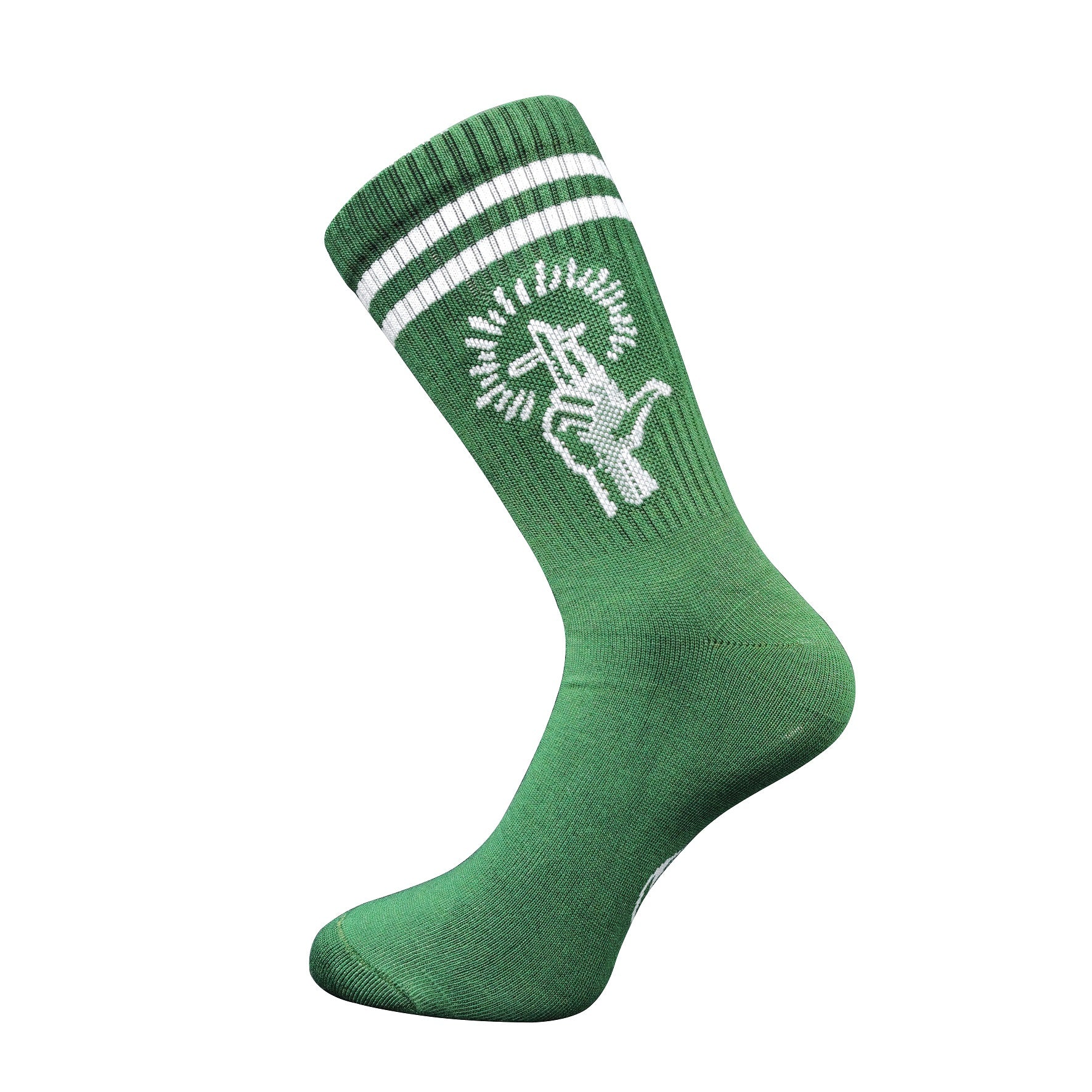 FOREST GREEN CREW SOCKS WITH MOTIF